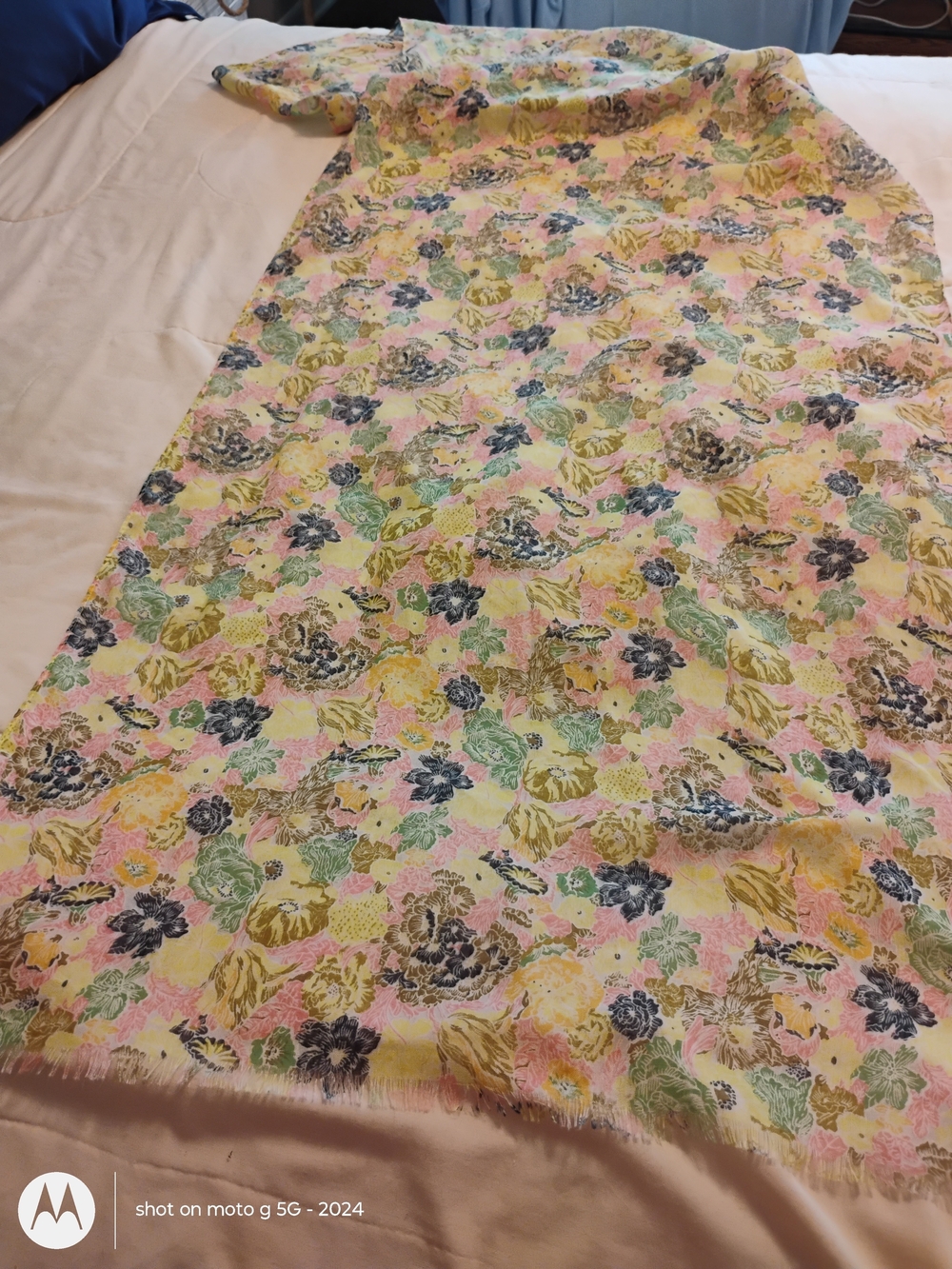 Floral Pastel Cotton Scarf/ Wrap - Pink, Yellow & Green